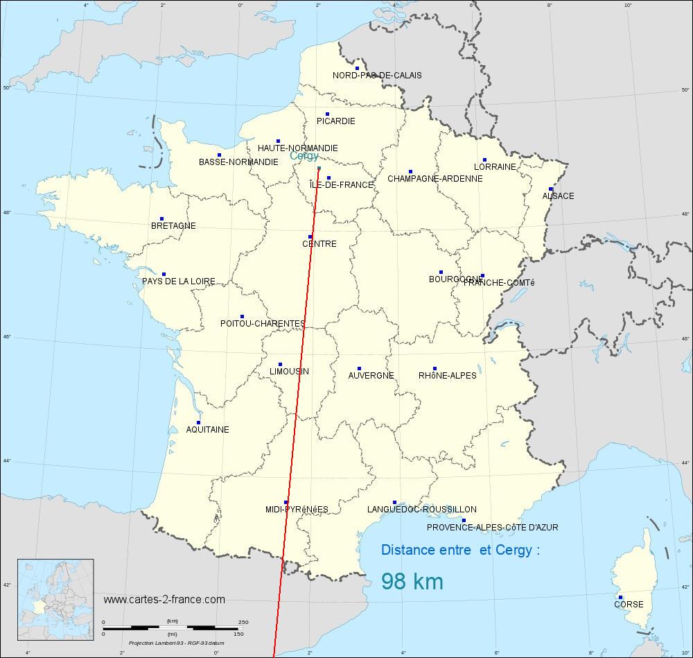 Distance entre Soissons et Cergy-Pontoise