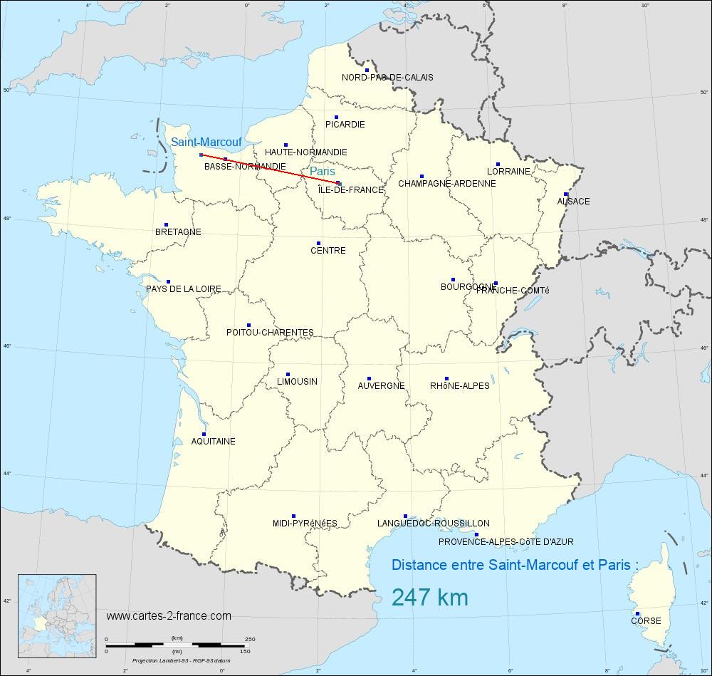 Distance entre Saint-Marcouf et Paris