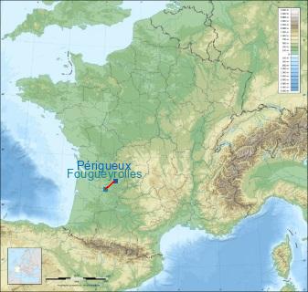 Distance entre de Périgueux et Sainte-Foy-la-Grande sur la carte de France