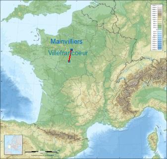 Distance entre de Mainvilliers et Blois-Le Breuil sur la carte de France