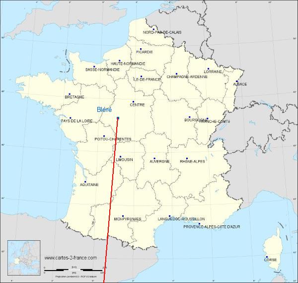 Distance Bléré Nice sur la carte de France