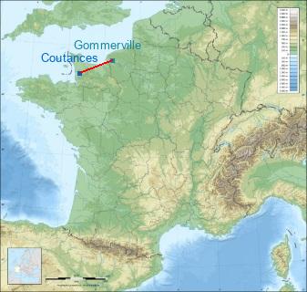 Distance entre de Coutances et Le Havre - Saint-Romain sur la carte de France