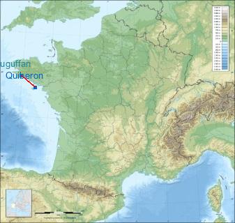 Distance entre de Quiberon et Quimper-Pluguffan sur la carte de France