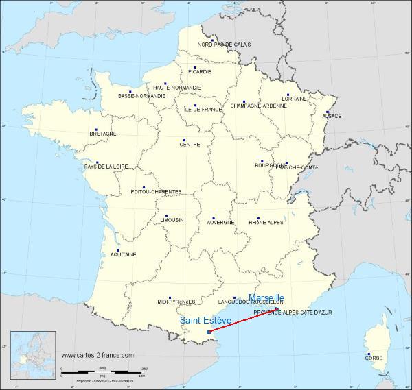 Distance Saint-Estève Marseille sur la carte de France