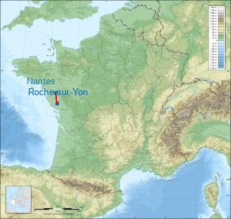 Distance entre La RochesurYon et Nantes